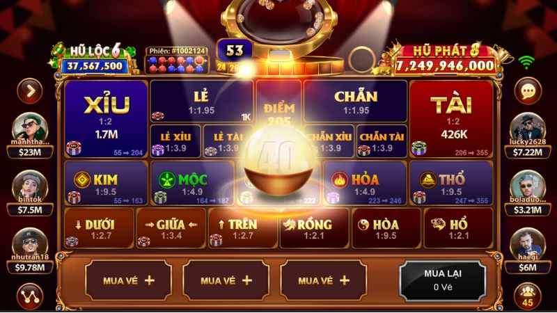 Giao diện bàn chơi game slot Keno Lộc Phát