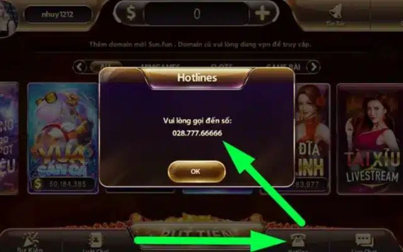 Gọi tới số hotline của cổng game để được hỗ trợ tức thì 24/7