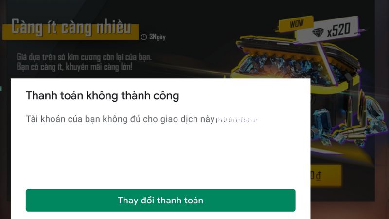 Đôi khi, bạn có thể gặp sự cố giao dịch nạp tiền không thành công